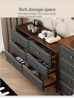 Commode à tiroirs vintage en bois sculpté gris foncé de style américain rétro pour chambre à coucher