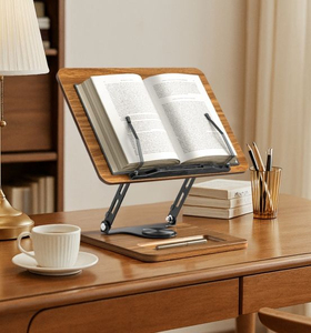 Multifunctional Wooden Reading <b>Stand</b> Adjustable Laptop <b>Tablet</b> Holder 360 Swivel Base Foldable Book <b>Stand</b> Factory Supply - Product Image 6
