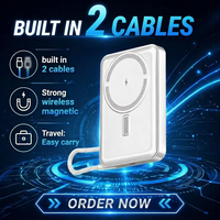 Batteries externes magnétiques 10000 mAh faciles à transporter, certifiées CE/ROHS, avec logo personnalisé, support pliable et câble intégré pour smartphone