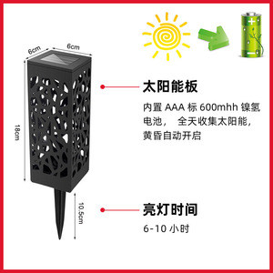 ไฟสวนโซลาร์ LED แบบกันน้ำสำหรับกลางแจ้ง ดีไซน์พิเศษแบบเจาะรู แสงสีขาวอบอุ่น รุ่น 024 - Product Image 6
