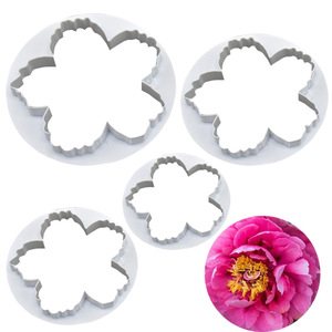 4 pièces/ensemble Outils De Cuisson 3D Biscuit <span class=keywords><strong>Pivoine</strong></span> Fleur <span class=keywords><strong>Emporte</strong></span>-pièce et Cookie Timbres - Product Image 1