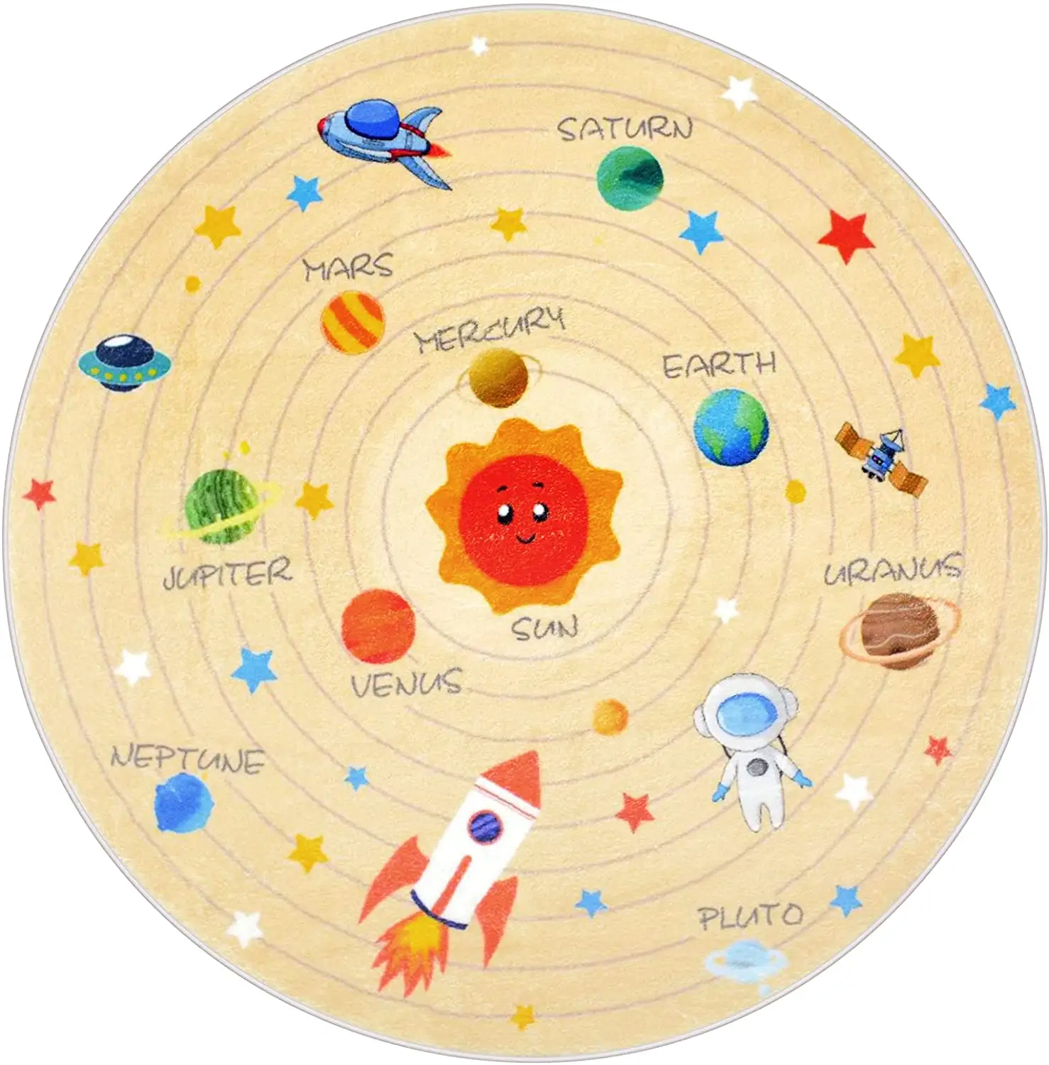 Outer Space Kids Play Gebied Tapijt Zonnestelsel Tapijt Galaxy Planeten Sterren Spelen Mat Tapijt Voor Jongens Meisjes Educatief Leren