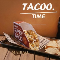 Boîtes à tacos imprimées jetables en carton pour restaurants à emporter, boîtes à totilla croustillantes mexicaines