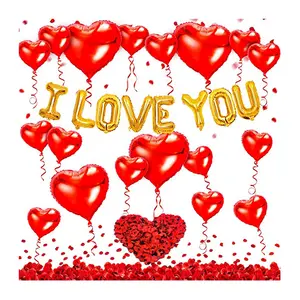 Bóng Bay I LOVE YOU Kit Trang Trí Ngày Valentine Cánh Hoa Tình Yêu Chúc Mừng Ngày Valentine 2021 Trang Trí San Valentin