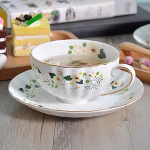 High Quality Modern Fancy Home Ceramic Coffee Cup And Saucer Set Turkish Drink Dessert Porcelain Coffee Milk Tea Cup Set