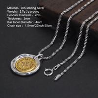 Collier avec pendentif pilon Vajra en argent sterling 925 pur pour hommes et femmes, bijoux amulette en or vermeil de forme ronde