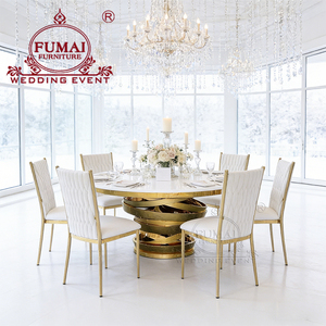 Mesas de Comedor Modernas para Bodas al Aire Libre Estilo Americano, Tablero de MDF, Base de Acero Inoxidable, No Plegables, Alquiler de Muebles para Hoteles y Eventos, Fumai - Product Image 3