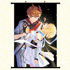 60*90cm 40*60cm 34 modèles japon bonne qualité <span class=keywords><strong>Genshin</strong></span> <span class=keywords><strong>Impact</strong></span> peintures suspendus tissu affiche mur défilement affiche - Product Image 4