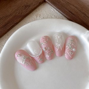 Pegatinas de <span class=keywords><strong>uñas</strong></span> <span class=keywords><strong>en</strong></span> relieve 3D Royal Bloom-Prensa DE RELIEVE floral opulento <span class=keywords><strong>en</strong></span> las <span class=keywords><strong>uñas</strong></span>, decoración de <span class=keywords><strong>uñas</strong></span> autoadhesiva de lujo con acentos de perlas - Product Image 5