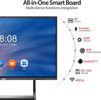Topnice 65 4K UHD tout-en-un carte intelligente numérique tableau blanc interactif 48MP double système caméra support mural inclus pour le bureau