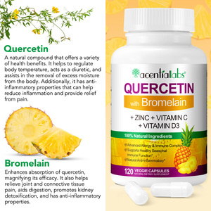 Cápsulas de Quercetina Acentiallabs con Bromelina para la Defensa del Sistema Inmunitario y la <span class=keywords><strong>Salud</strong></span> Cardiovascular, Ricas en Vitamina C, Zinc y Vitamina D3 - Product Image 3