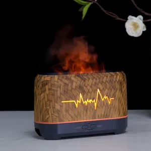 Remote Control Fire Aromatherapy Diffuser Flame Bamboo Grain Electronic Fragrance Oil Aroma Diffuser