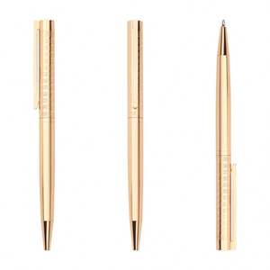 Stylo bille élégant en métal plaqué noir, fin et raffiné, idéal comme cadeau d'affaires, personnalisable avec logo et couleur, parfait pour les événements promotionnels. - Product Image 2