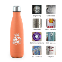 Botol Air 500ml Custom, Cangkir Terisolasi untuk Luar Ruangan, Botol Olahraga Mulut Kecil 17oz, Flask Vakum Bentuk Cola, Mug Termo