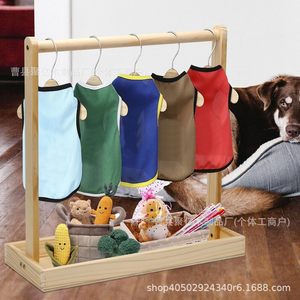 Wooden Baby <b>Clothes</b> Rack With Hangers 2 Tier Standing Type <b>Storage</b> Organizer For Clothing Display And Pet Doll Use - Product Image 3
