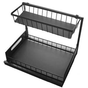 2 Pack metallo sotto il lavandino Organizer scaffali di stoccaggio multiuso per <span class=keywords><strong>cucina</strong></span> bagno a doppia fila per contenere <span class=keywords><strong>pentole</strong></span> per organizzazione lavello - Product Image 2