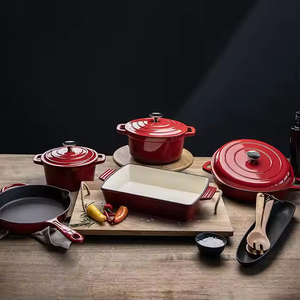 Juego de utensilios de cocina esmaltados de hierro fundido de alta calidad, sartén grande de cerámica de 5 piezas, juego de ollas para sopa y bistec para cocinar - Product Image 6