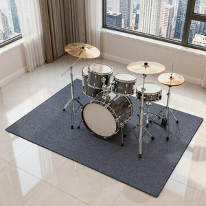 Alfombra Antivibraciones para Batería, Alfombra Insonorizante para Piso, Diseño Minimalista Rectangular Gris de Fibra de Poliéster - Product Image 2