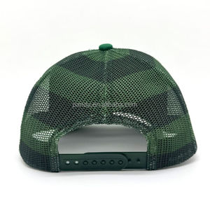 Casquette Trucker 5 Panneaux Personnalisée Broderie 3D Multicolore Contour Vert Coton Avant Maille Camouflage Arrière Réglable Snapback - Product Image 4