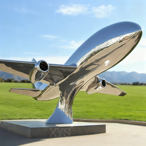 Đánh bóng thép không gỉ đúc 3D máy bay điêu khắc với chủ đề hàng không cho nhà ga sân bay hoặc mô hình lưu niệm - Product Image 6