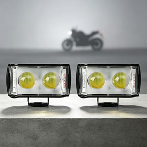JHS <span class=keywords><strong>Moto</strong></span> Faros Auxiliares Shooter, Lente Dual Cuadrada, Luz Auxiliar de Conducción, <span class=keywords><strong>Mini</strong></span> Foco LED de Tres Lados para Motocicleta - Product Image 1