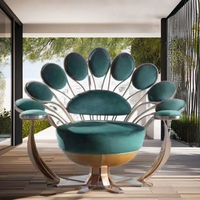 Chaise paon contemporaine créative en cuir velours moderne cadre en acier inoxydable chaise de loisirs pour hôtel villa intérieur/extérieur