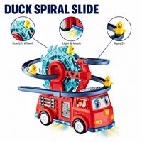 Camion de pompiers éducatif à piles avec lumières et sons réalistes, construction en plastique, toboggan en spirale - Pour les enfants de 2 à 14 ans