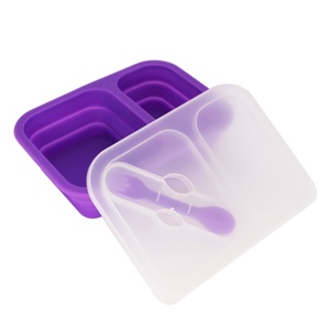 Contenitore di alimento Pieghevole Pieghevole <span class=keywords><strong>2</strong></span> Vano Bambini da Asporto Microonde Scatola di Pranzo Del Silicone - Product Image 4