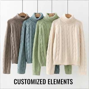 Женский шерстяной кашемировый свитер с высоким воротником - Product Image 1