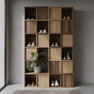 Meuble à <span class=keywords><strong>chaussures</strong></span> autoportant moderne en bois, <span class=keywords><strong>empilable</strong></span>, couleur naturelle, design ouvert, pour entrée et salon - Product Image 3