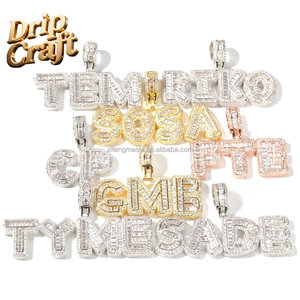 Collar de cadena unisex de cobre chapado en oro con colgante de letra <span class=keywords><strong>DIY</strong></span> estilo DC Drip Hip Hop <span class=keywords><strong>Rock</strong></span> Candy, personalizable con circonita - Product Image 1