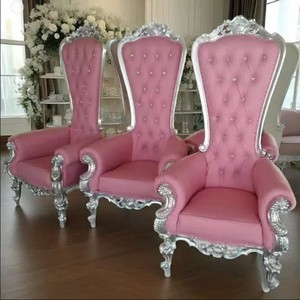 Chaise de trône royale bon marché pour mariage, banquet royal, atelier de la mariée et du marié, design traditionnel doré à dossier haut - Product Image 3