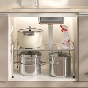 Rust Resistant Durable Stainless Steel Expandable Non-Folding <strong>Steady</strong> Shelf Adjustable Width Flexible Design Modern Storage <strong>Rack</strong> - Product Image 2