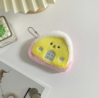 Pochette à monnaie en peluche écologique en forme de maison de dessin animé, jouet de rangement pour pièces de monnaie pour enfants, cadeaux de bienvenue, pendentif promotionnel