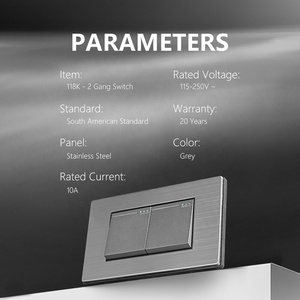 南美标准电气墙壁插座和开关<span class=keywords><strong>2</strong></span>组1路<span class=keywords><strong>2</strong></span>路按钮墙壁开关 - Product Image 2