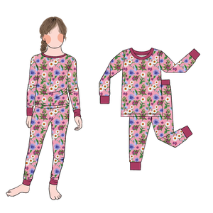 Penjualan terlaris kualitas tinggi 2 buah cetakan bunga bambu Perempuan Piyama Set pakaian tidur untuk anak-anak - Product Image 5