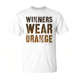 T-shirt promotionnel vintage pour gagnants, couleur orange, pour camp d'été, jeu de guerre, match d'équipe - Product Image 1