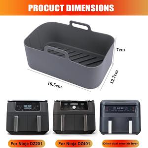 Revestimientos de freidora de aire de silicona reutilizables rectangulares antiadherentes sin BPA de alta calidad compatibles con <span class=keywords><strong>Ninja</strong></span> Dual platos para hornear <span class=keywords><strong>sartenes</strong></span> - Product Image 4