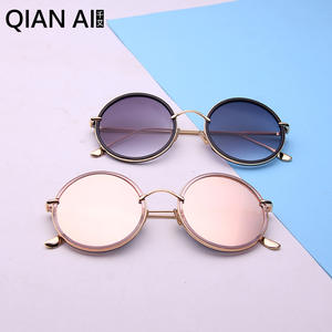 แว่นกันแดดทรงกลมย้อนยุค Qian Ai สีฟ้าใส ป้องกันรังสียูวี 400 สำหรับทุกเพศ กรอบใส เลนส์อะคริลิก รุ่นที่ 3 - Product Image 3