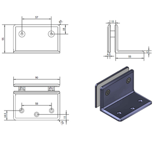 Support mural pour étagère en verre flottant, support de fixation de panneau fixe sans perçage sur verre Support de pince de panneau fixe - Product Image 3