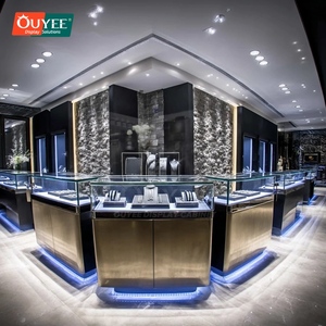 <span class=keywords><strong>Vitrine</strong></span> de présentation de bijoux en <span class=keywords><strong>verre</strong></span> design avec cadre métallique et éclairage <span class=keywords><strong>LED</strong></span> pour boutique et zone de vente au détail - Product Image 2