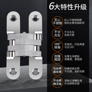 Zhan Hanlai Weishi Bisagra Oculta para Puerta de Acero Inoxidable Cepillado 45mm 60mm 70mm 95mm 118mm Plegable en Forma de Cruz - Product Image 4