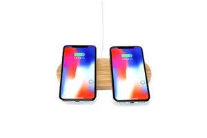 Chargeur sans fil en bambou 2 en 1 personnalisé avec protection OTP pour S21 Note pour -7W de puissance de sortie - Product Image 2