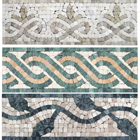 Bordures décoratives personnalisées en mosaïque de marbre mélangé, inclinées pour le décor mural, les coins et les lignes de séparation