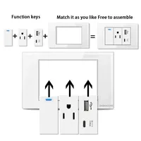 Prise murale américaine avec interrupteur, 3 prises 15A, indicateur LED IP21, universelle, en verre trempé blanc, prise thaïlandaise USB Type-C