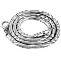 1 pièce Collier Hip Hop pour homme en acier inoxydable, chaîne serpent ronde argentée
