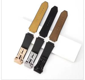 Bracelets en caoutchouc de silicone de support de bracelet de <span class=keywords><strong>montre</strong></span> véritable en daim classique pour bracelets de <span class=keywords><strong>montre</strong></span> Hublot 25*19mm - Product Image 2