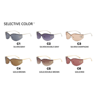 Lunettes de soleil sans monture en forme de cœur, UV400, design incurvé Y2K, rétro, haut de gamme, unisexe, protection solaire, verres teintés