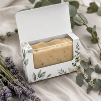 Scatola di Cartone Bianca per Sapone con Finestra Fustellata, Stampa Botanica, Confezione Personalizzata per Sapone Artigianale per Marchi di Prodotti Naturali per la Cura della Pelle
