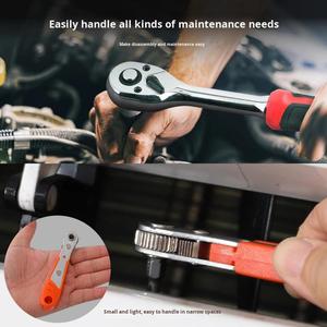 Jeu de clés à douilles en acier au chrome-vanadium, poignée à cliquet de 3/8 pouce, ensemble d'outils de réparation automobile avec rallonges - Product Image 4